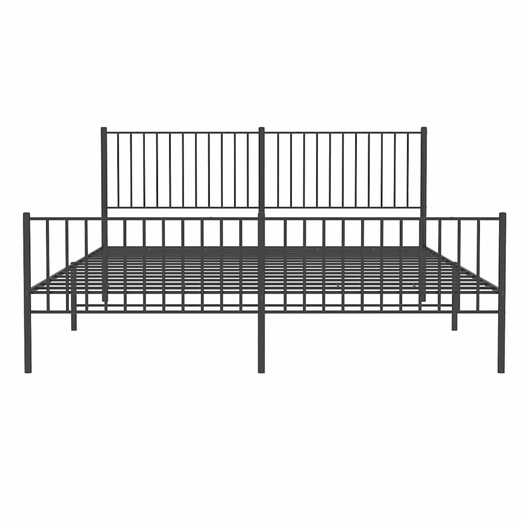vidaXL Metalowa rama łóżka z wezgłowiem i zanóżkiem, czarna, 183x213cm