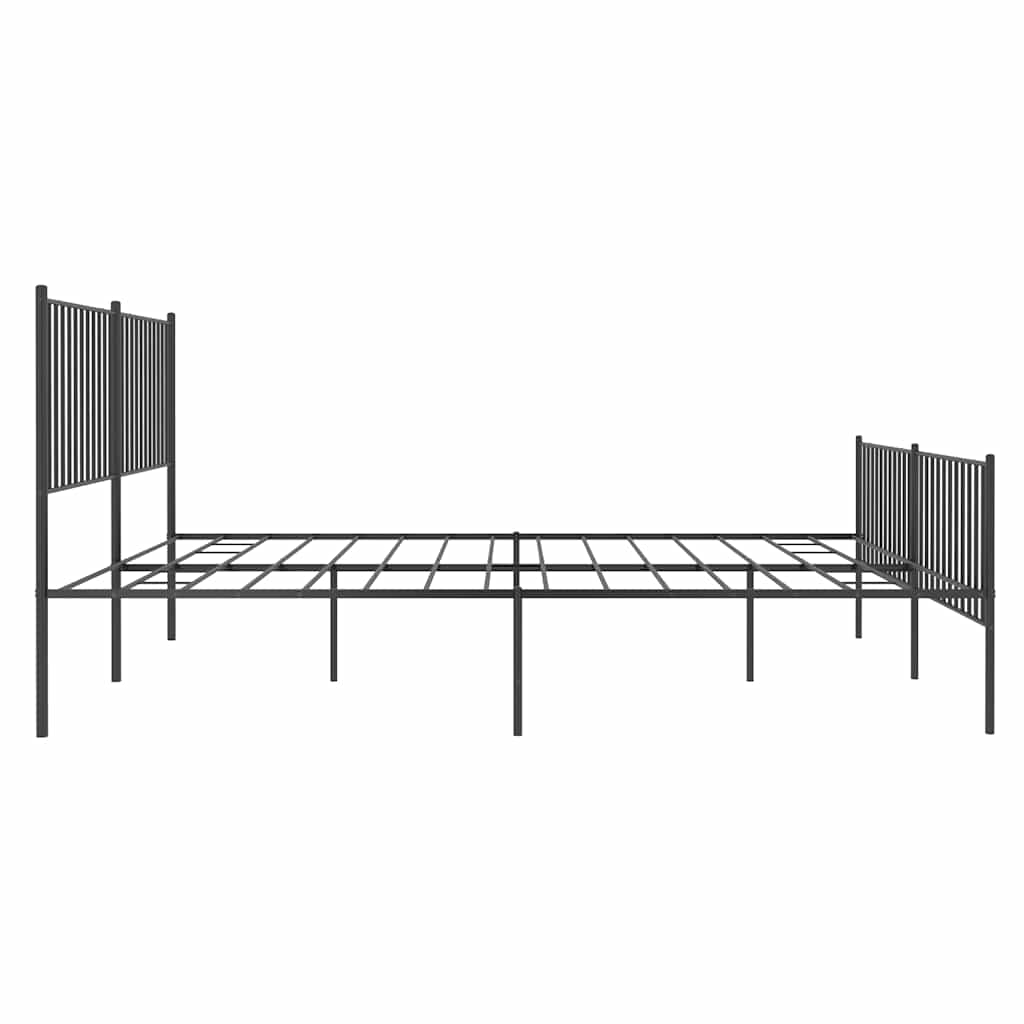 vidaXL Metalowa rama łóżka z wezgłowiem i zanóżkiem, czarna, 183x213cm