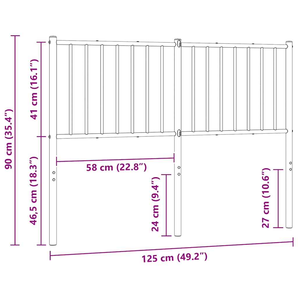 vidaXL Metalowe wymienne wezgłowie, czarne, 120 cm