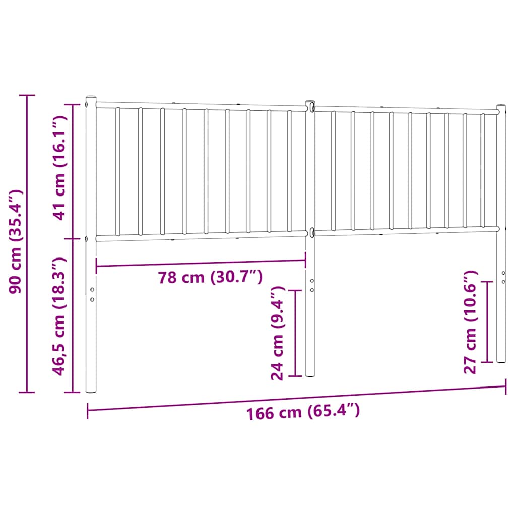 vidaXL Metalowe wymienne wezgłowie, czarne, 160 cm