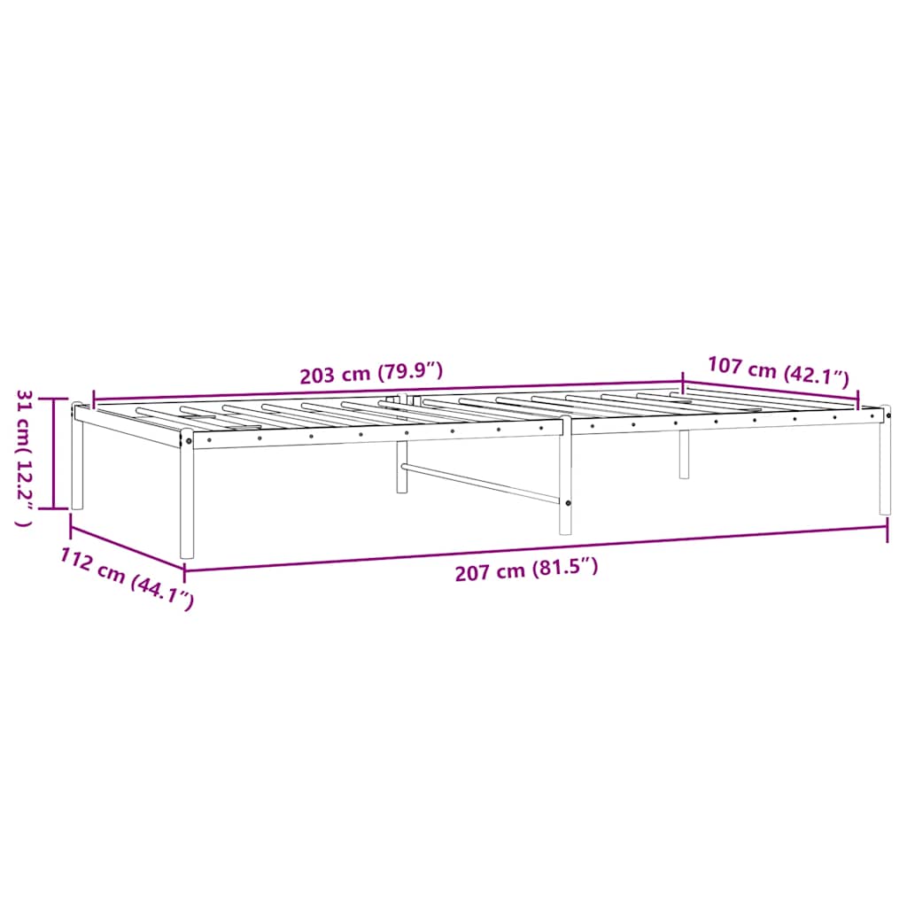 vidaXL Metalowa rama łóżka, biała, 107x203 cm