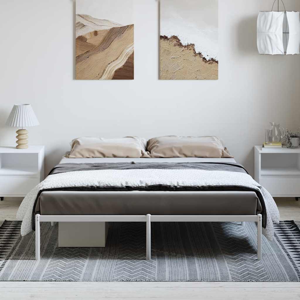 vidaXL Metalowa rama łóżka, biała, 150x200 cm