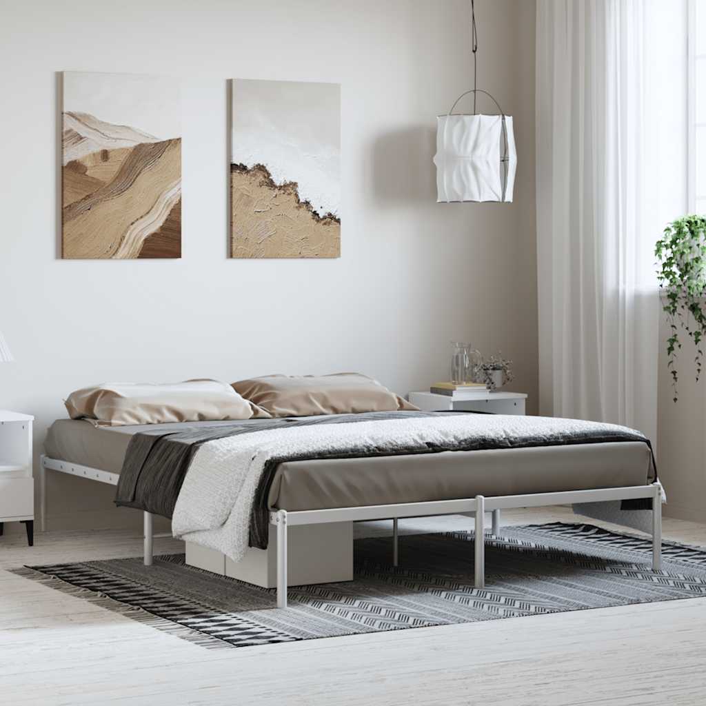 vidaXL Metalowa rama łóżka, biała, 150x200 cm