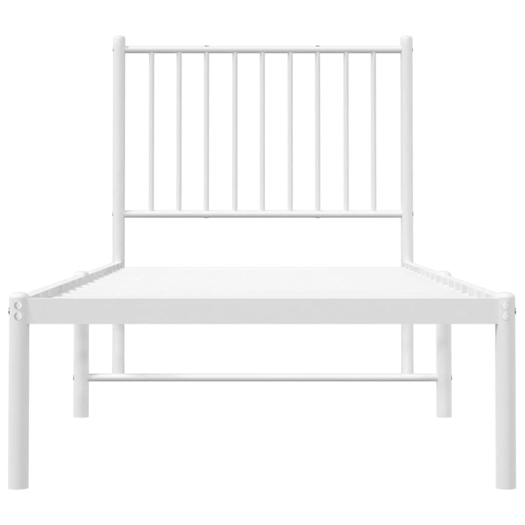 vidaXL Metalowe łóżko z wezgłowiem, bez materaca, białe, 75x190 cm