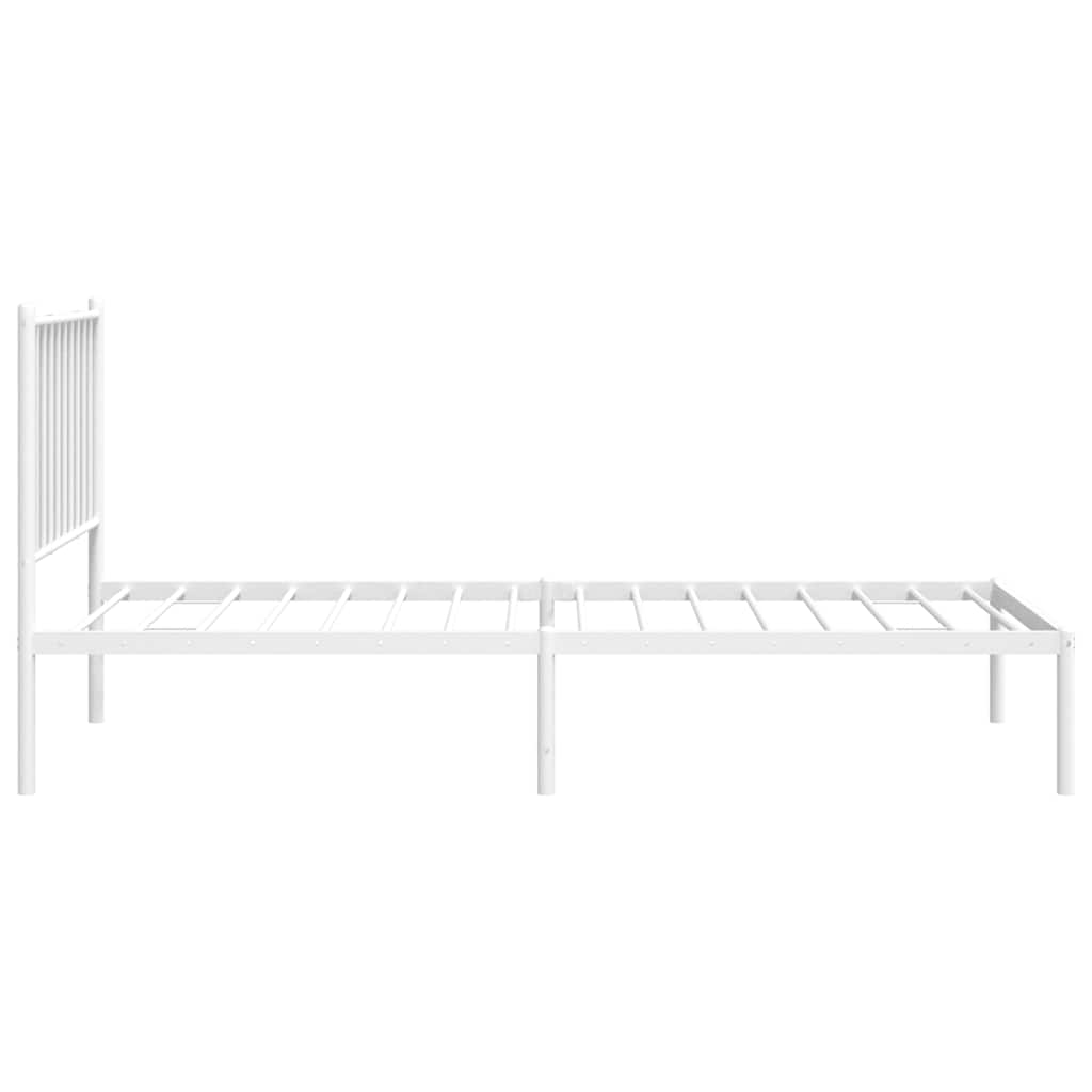 vidaXL Metalowe łóżko z wezgłowiem, bez materaca, białe, 75x190 cm
