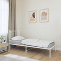 vidaXL Metalowe łóżko z wezgłowiem, bez materaca, białe, 75x190 cm