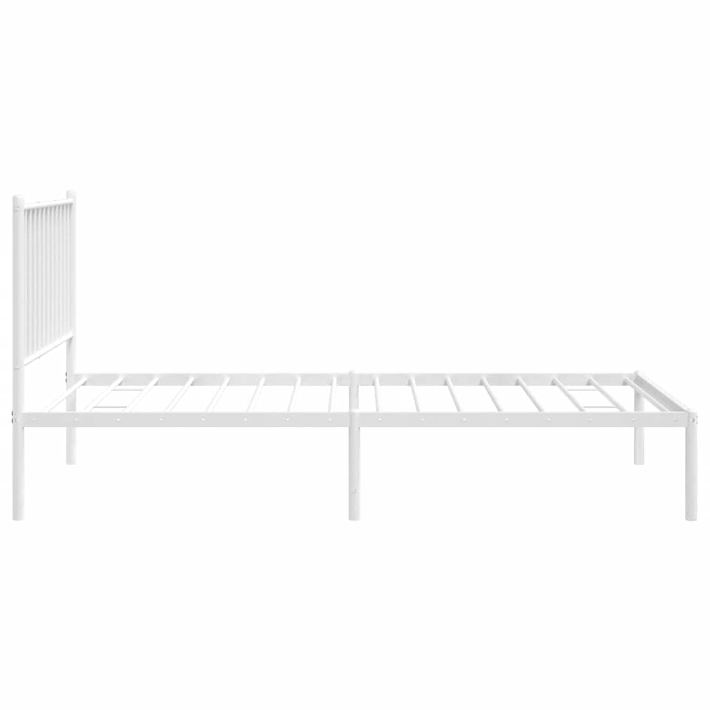 vidaXL Metalowa rama łóżka z wezgłowiem, biała, 90x190 cm