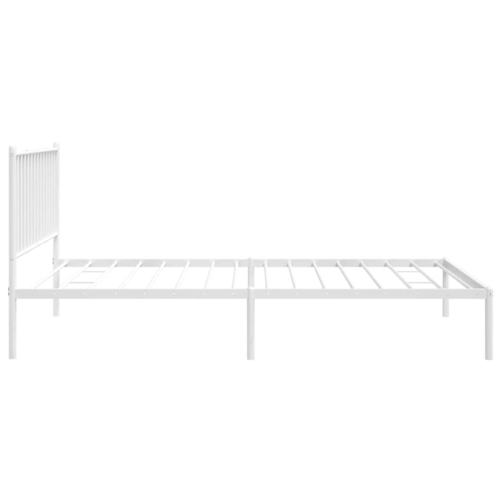 vidaXL Metalowa rama łóżka z wezgłowiem, biała, 107x203 cm