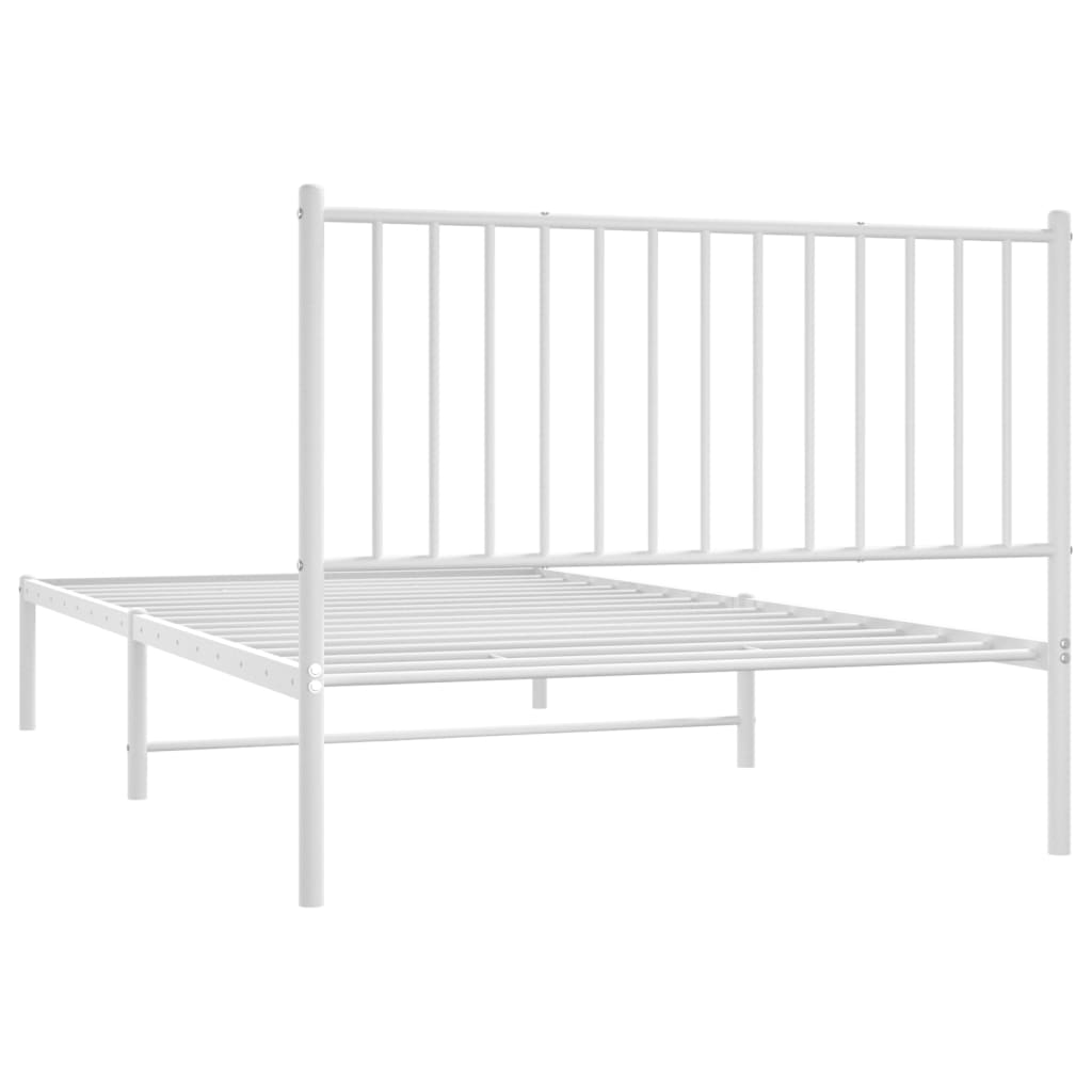 vidaXL Metalowa rama łóżka z wezgłowiem, biała, 107x203 cm