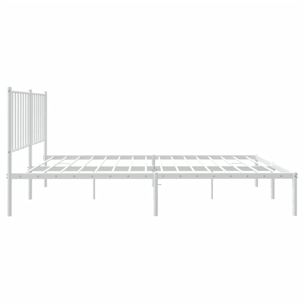 vidaXL Metalowa rama łóżka z wezgłowiem, biała, 120x200 cm