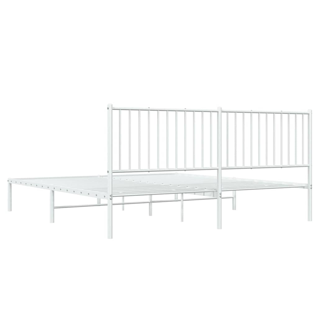 vidaXL Metalowa rama łóżka z wezgłowiem, biała, 183x213 cm