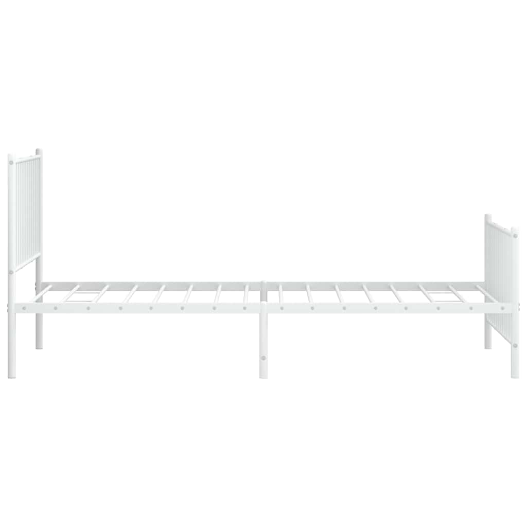 vidaXL Metalowa rama łóżka z wezgłowiem i zanóżkiem, biała, 100x200 cm