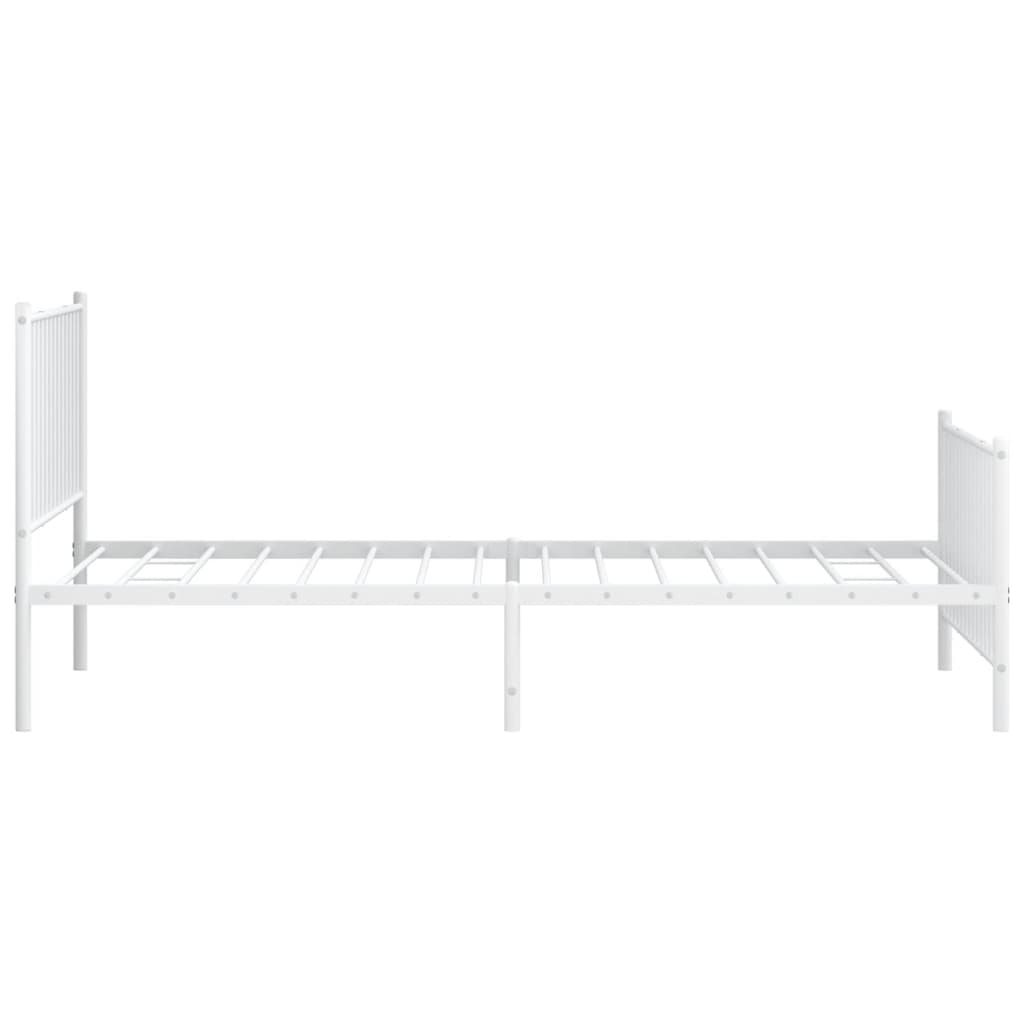 vidaXL Metalowa rama łóżka z wezgłowiem i zanóżkiem, biała, 107x203 cm