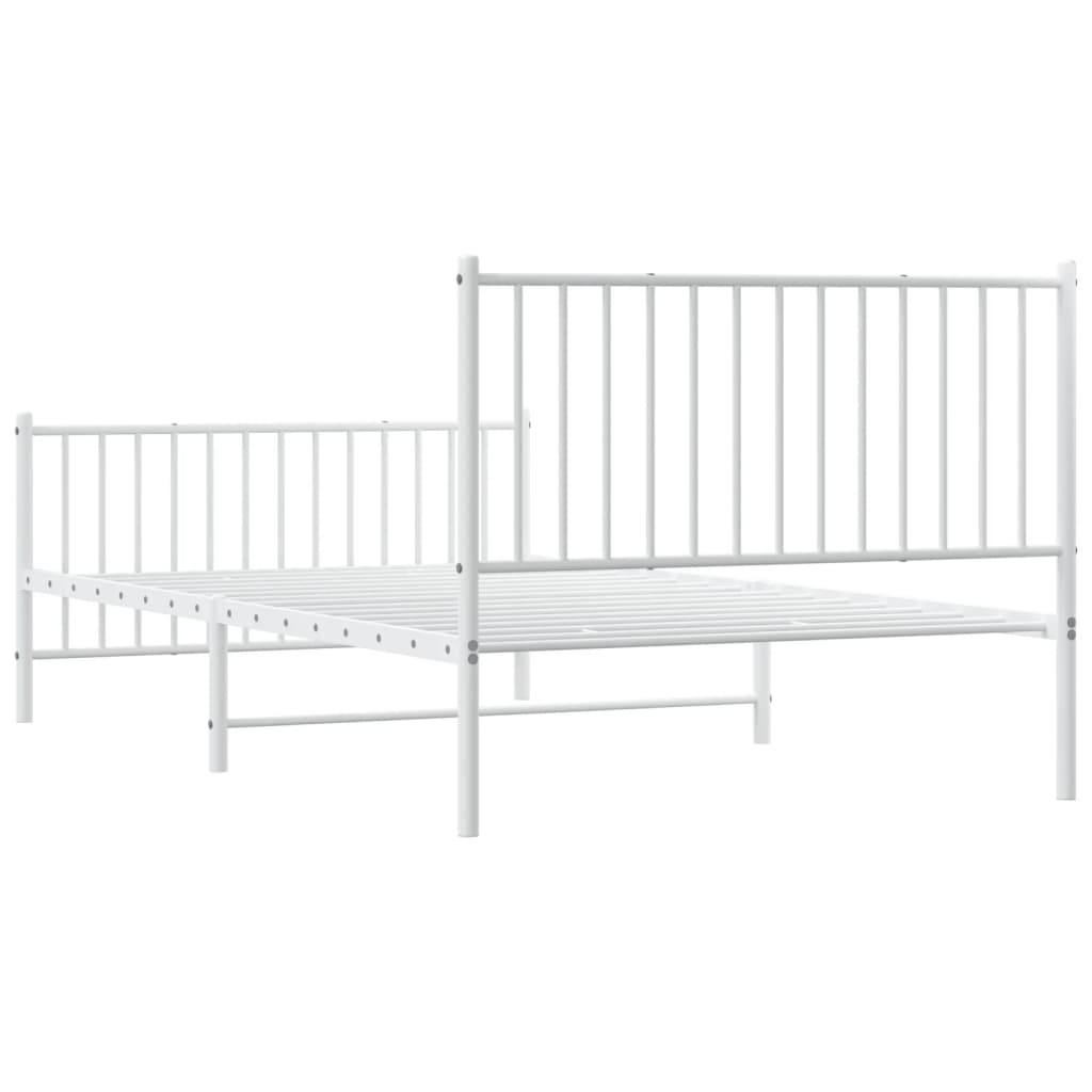 vidaXL Metalowa rama łóżka z wezgłowiem i zanóżkiem, biała, 107x203 cm