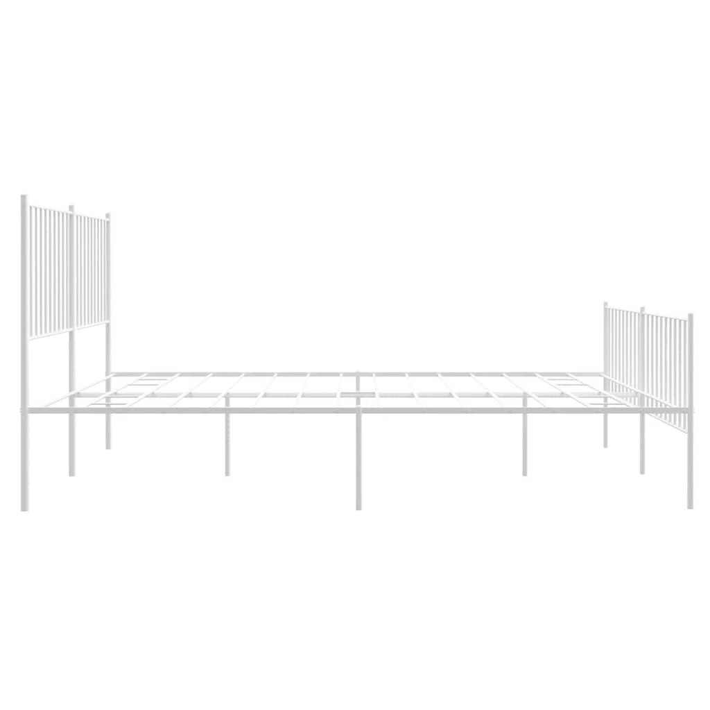 vidaXL Metalowa rama łóżka z wezgłowiem i zanóżkiem, biała, 160x200 cm