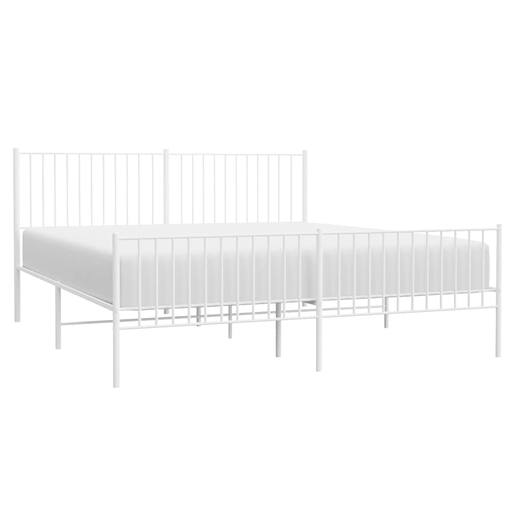 vidaXL Metalowa rama łóżka z wezgłowiem i zanóżkiem, biała, 183x213 cm