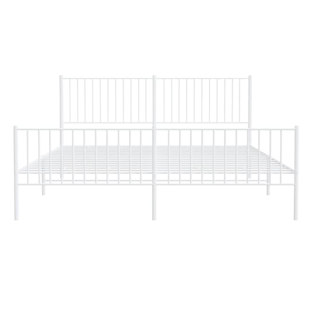 vidaXL Metalowa rama łóżka z wezgłowiem i zanóżkiem, biała, 183x213 cm