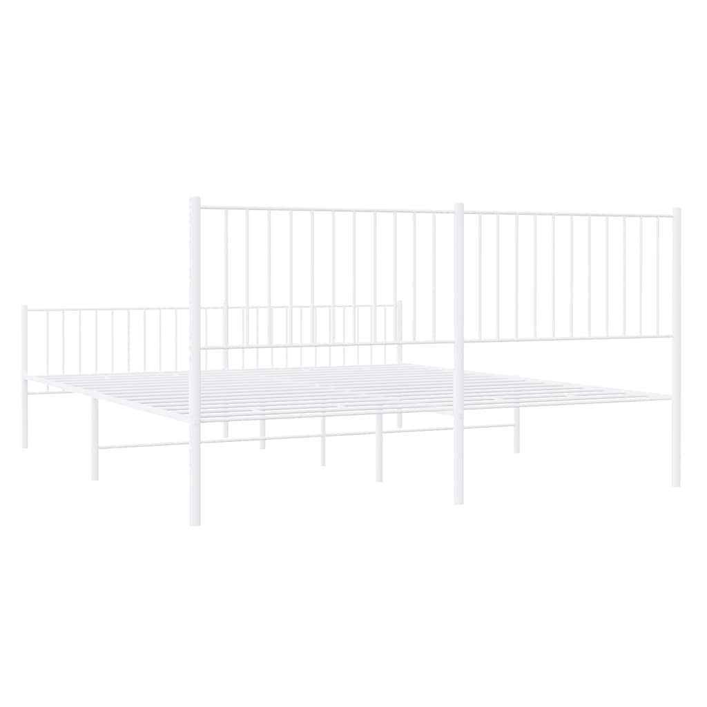 vidaXL Metalowa rama łóżka z wezgłowiem i zanóżkiem, biała, 183x213 cm