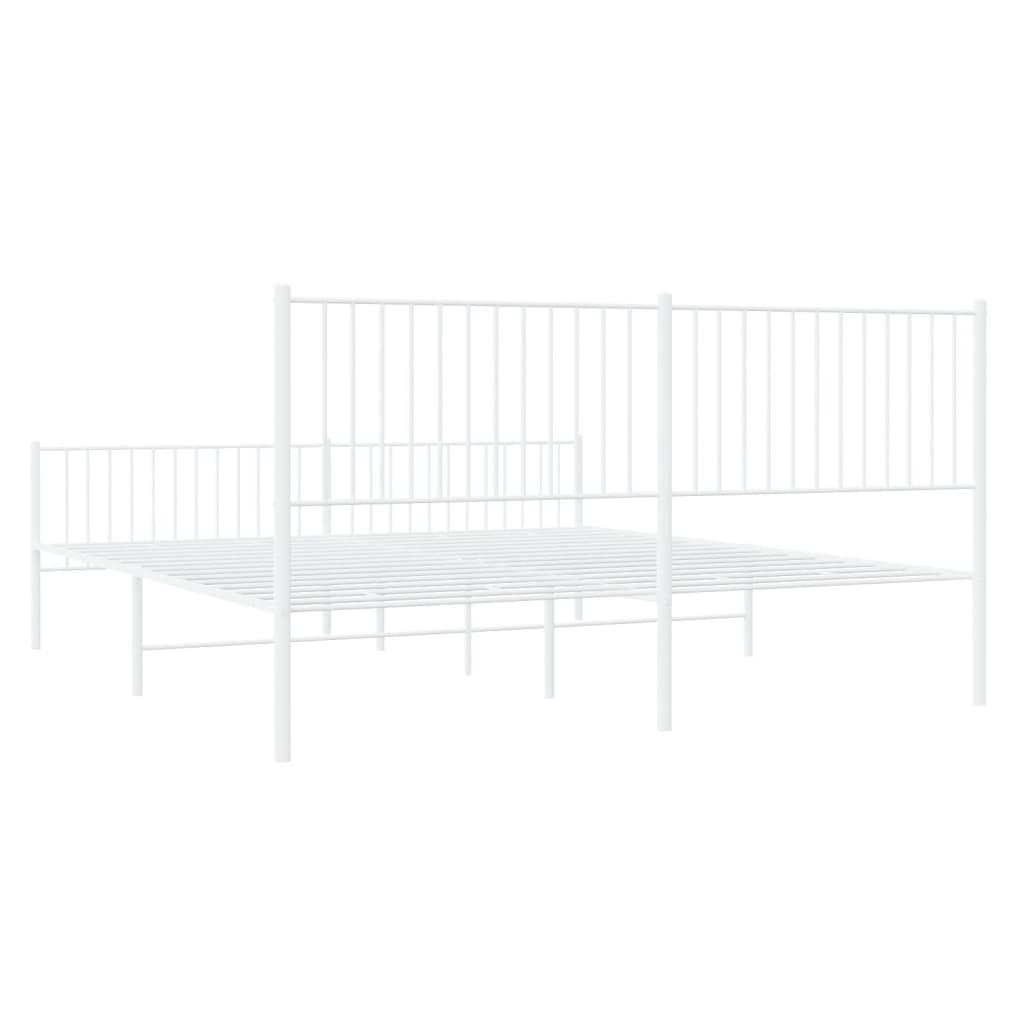 vidaXL Metalowa rama łóżka z wezgłowiem i zanóżkiem, biała, 200x200 cm