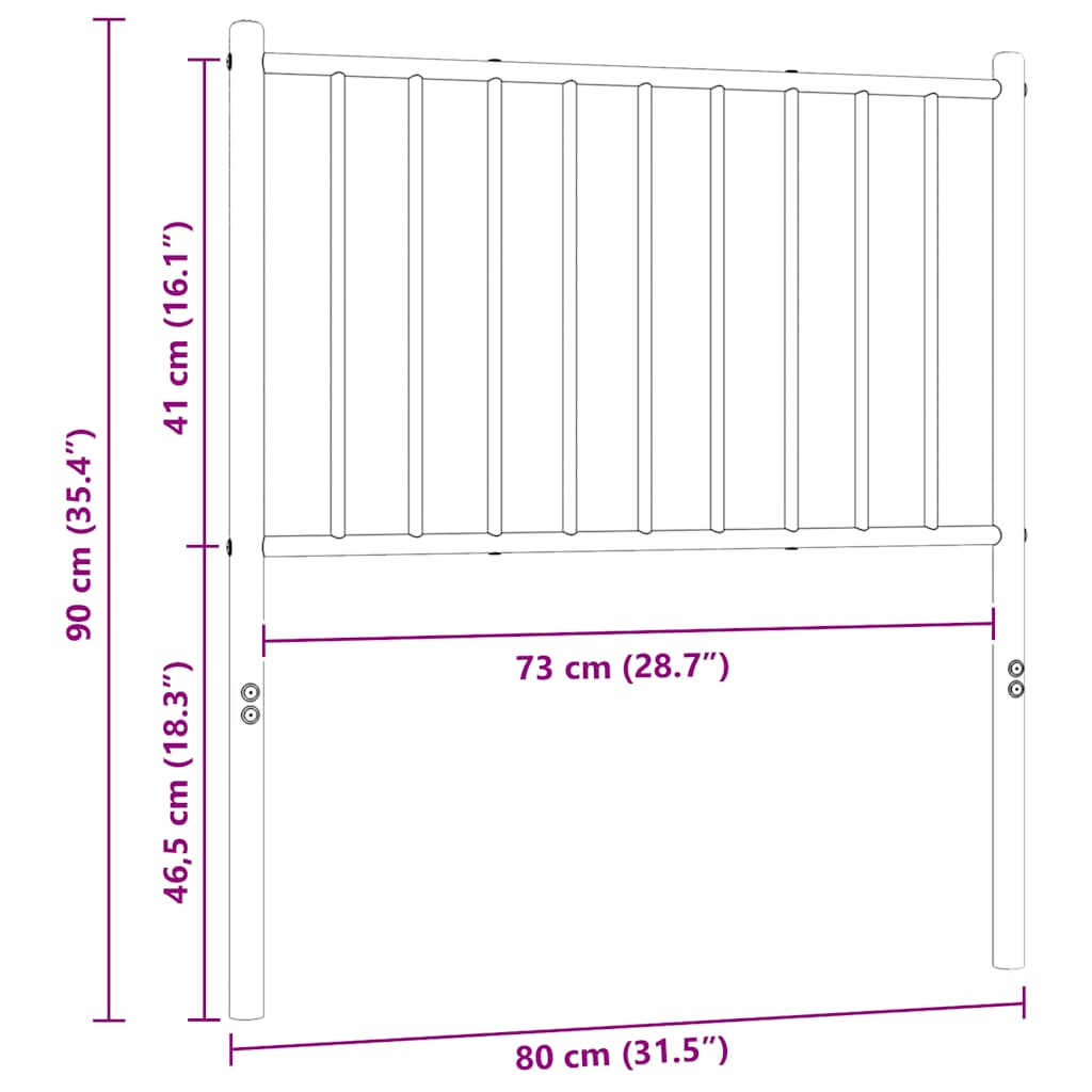 vidaXL Metalowe wymienne wezgłowie, białe, 75 cm