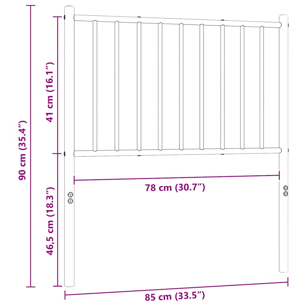vidaXL Metalowe wymienne wezgłowie, białe, 80 cm