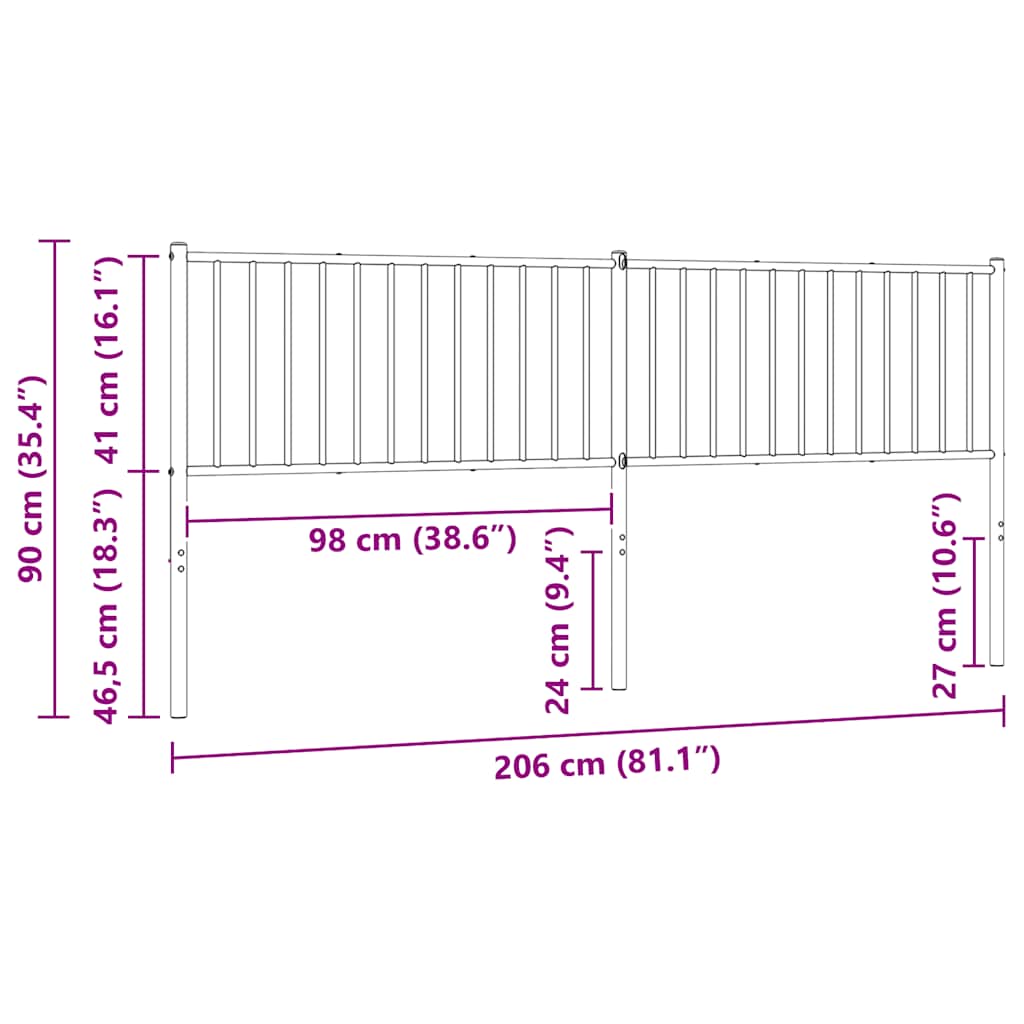 vidaXL Metalowe wymienne wezgłowie, białe, 200 cm