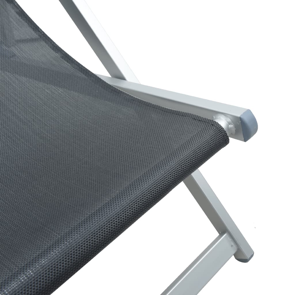 vidaXL Składane krzesła plażowe, 2 szt., szare, aluminium i textilene