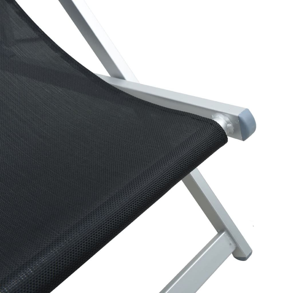 vidaXL Składane krzesła plażowe, 2 szt., czarne, aluminium i textilene