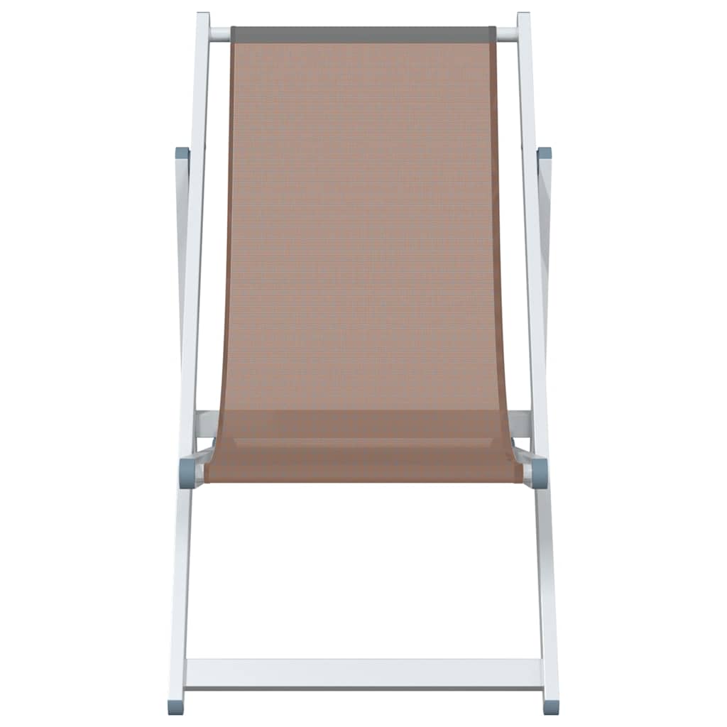 vidaXL Składane krzesła plażowe, 2 szt., brąz, aluminium i textilene