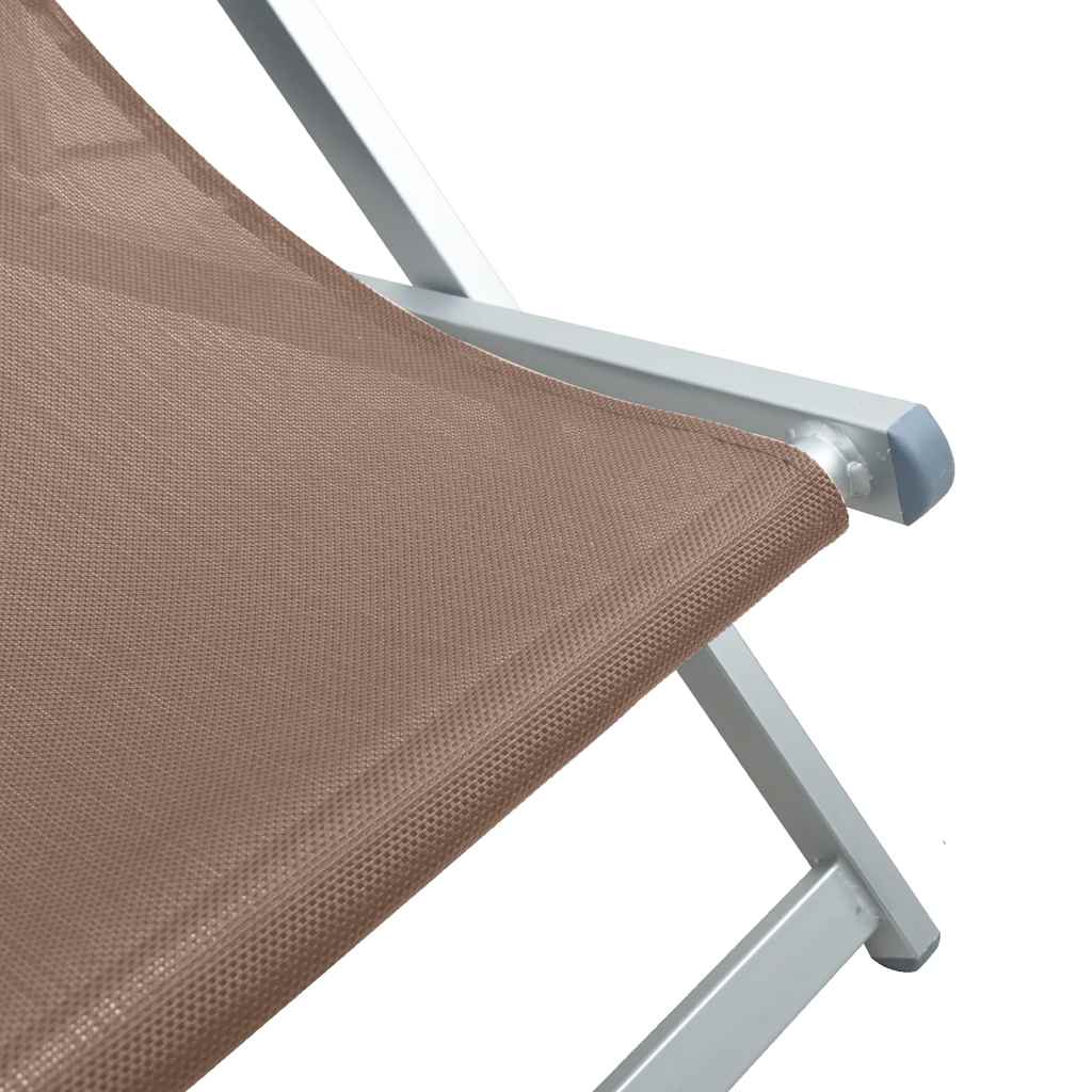 vidaXL Składane krzesła plażowe, 2 szt., brąz, aluminium i textilene