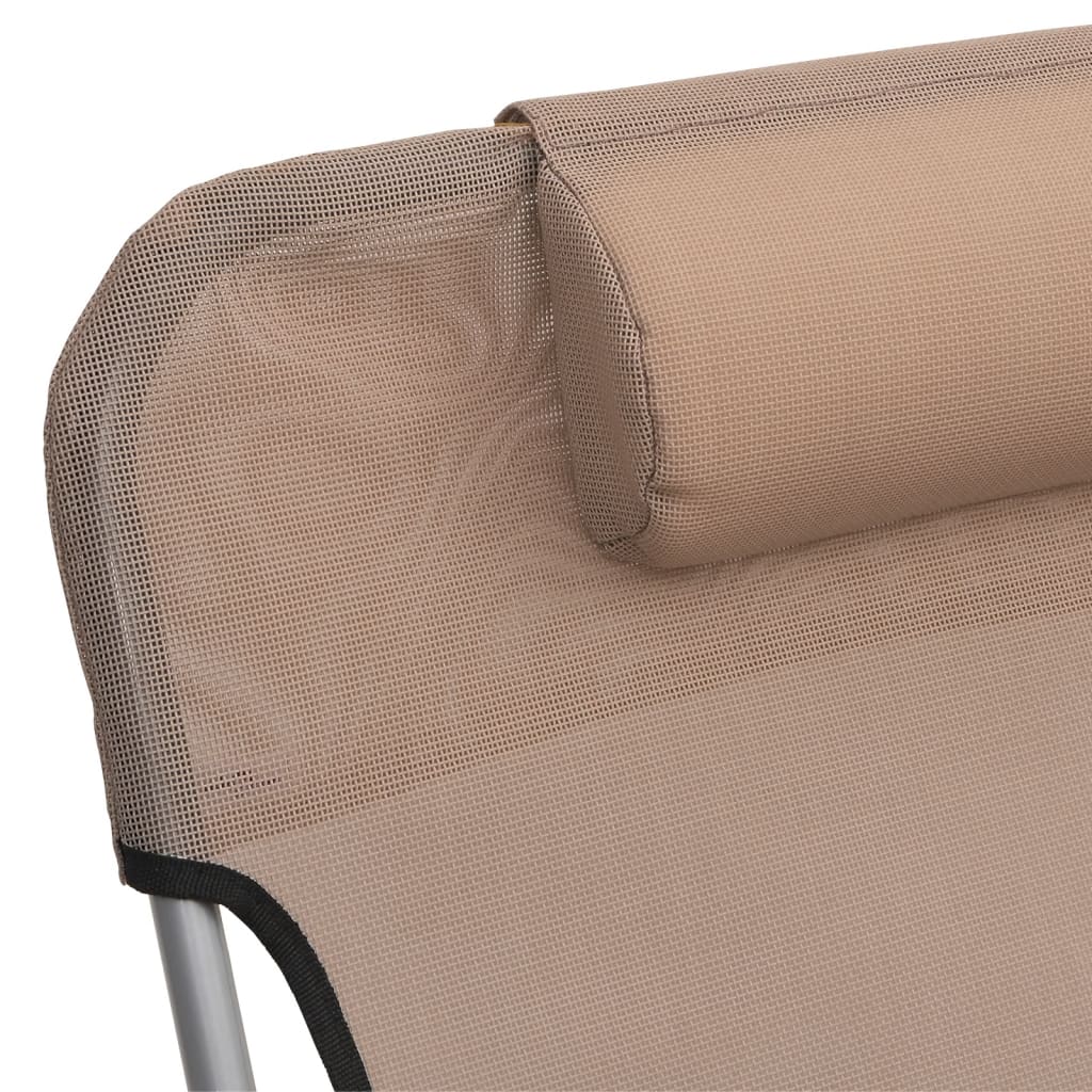 vidaXL Składane leżaki, 2 szt., kolor taupe, Textilene i stal