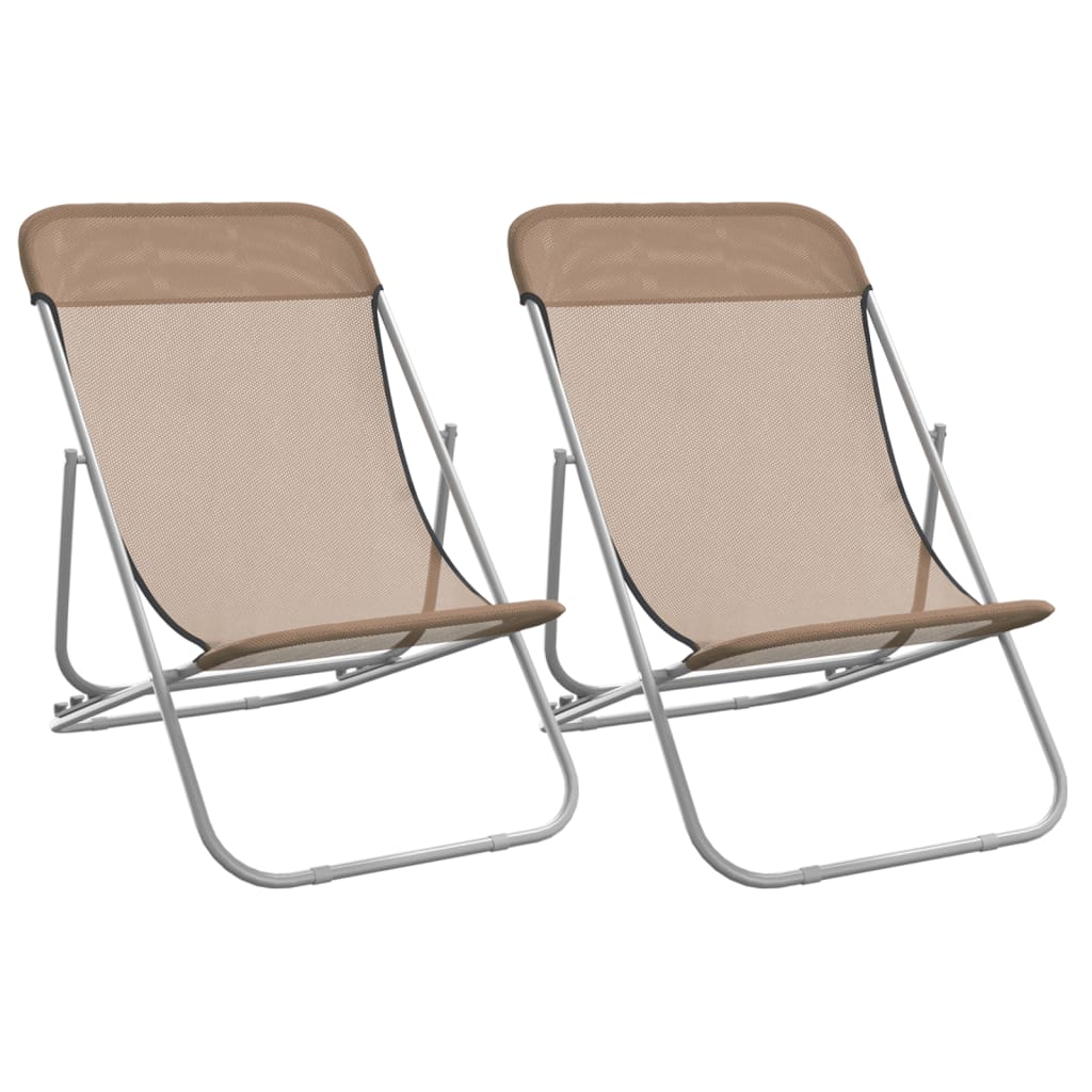 vidaXL Składane krzesła plażowe, 2 szt., taupe, Textilene i stal