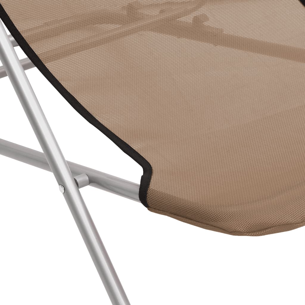 vidaXL Składane krzesła plażowe, 2 szt., taupe, Textilene i stal
