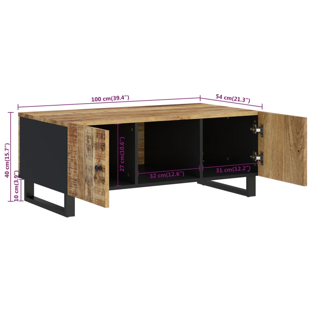 vidaXL Stolik kawowy, 100x54x40 cm, mango i materiał drewnopochodny