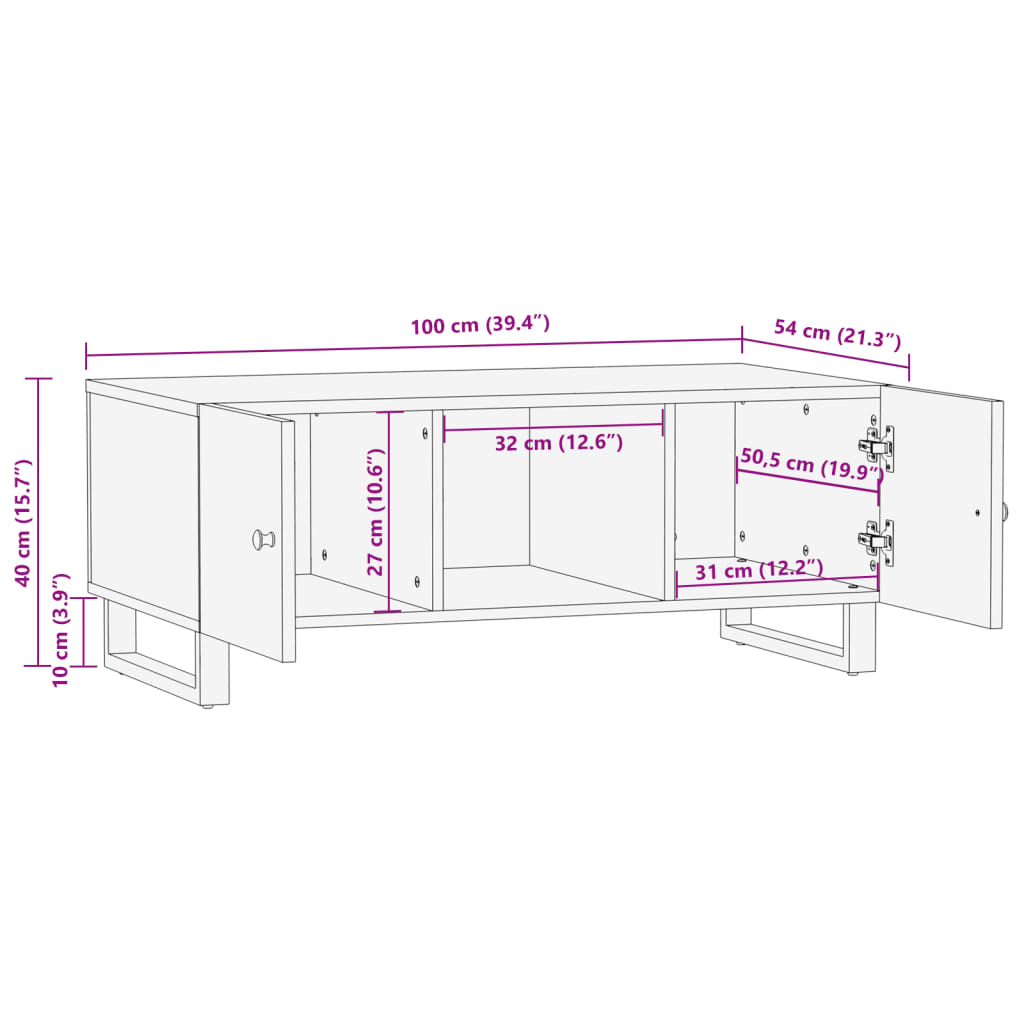 vidaXL Stolik 100x54x40 cm, drewno z odzysku i materiał drewnopochodny