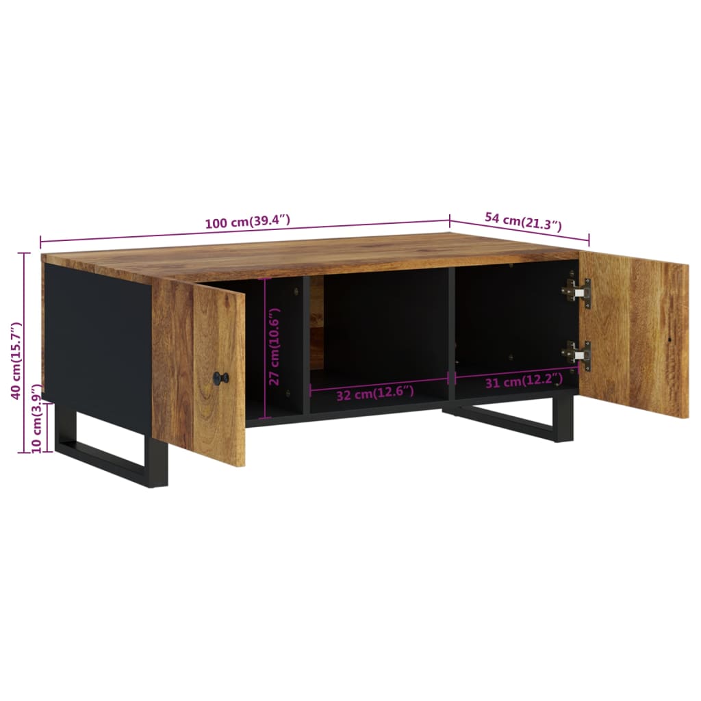 vidaXL Stolik kawowy, 100x54x40 cm, mango i materiał drewnopochodny