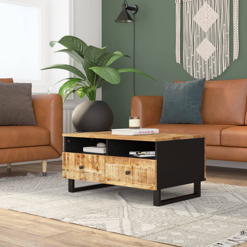 vidaXL Stolik kawowy, 80x54x40 cm, mango i materiał drewnopochodny