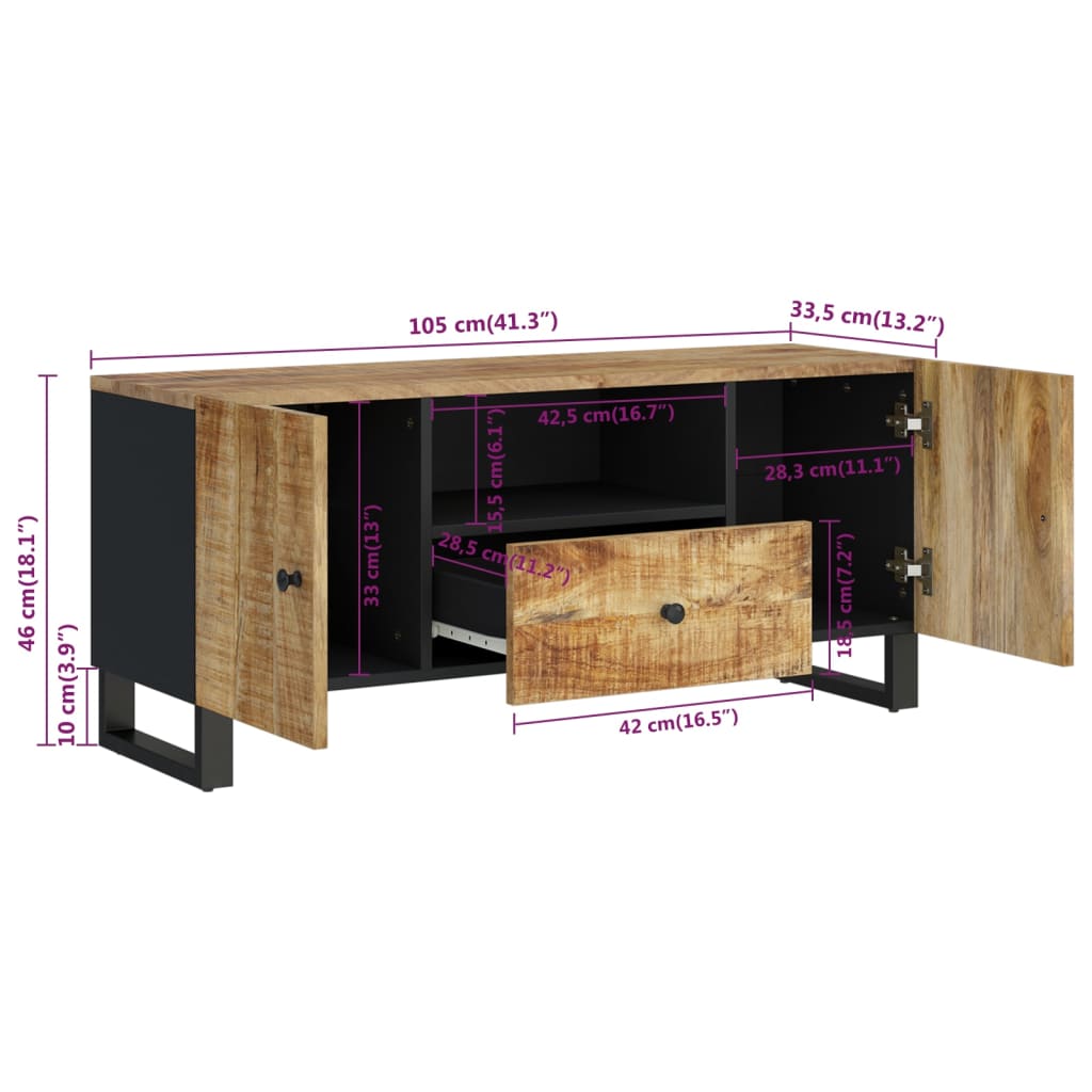 vidaXL Szafka RTV, 105x33,5x46 cm, mango i materiał drewnopochodny