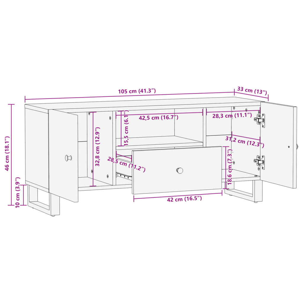 vidaXL Szafka RTV, 105x33,5x46 cm, drewno i materiał drewnopochodny