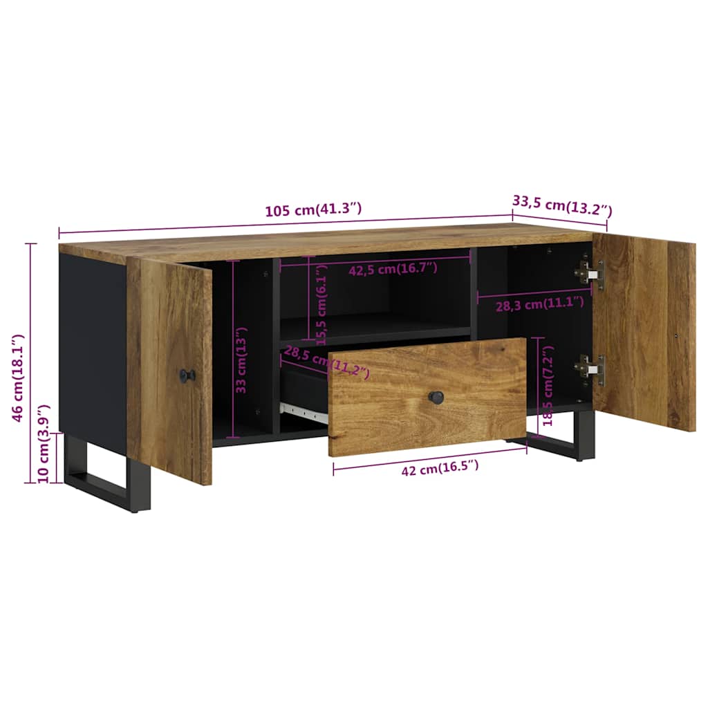 vidaXL Szafka RTV, 105x33,5x46 cm, mango i materiał drewnopochodny