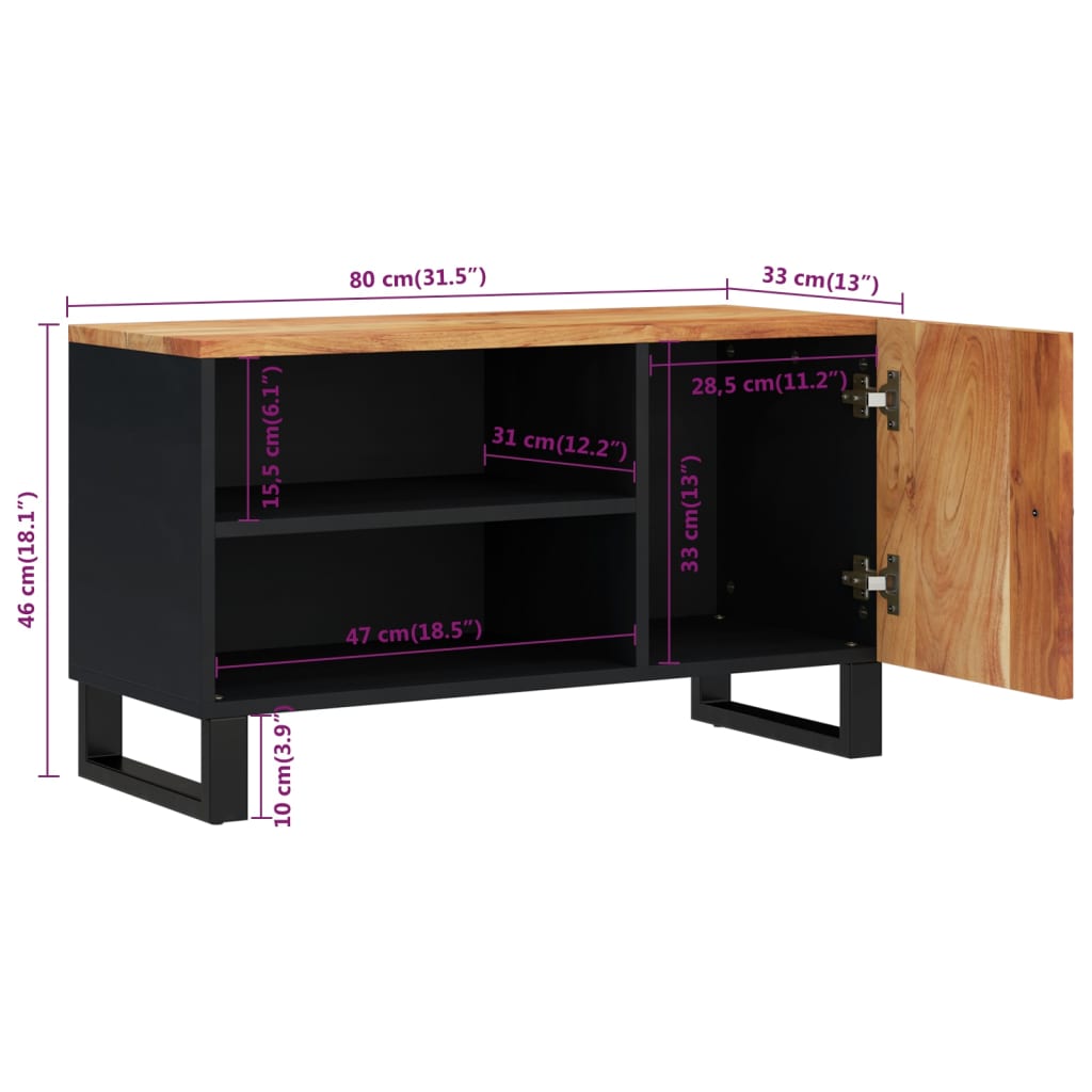 vidaXL Szafka RTV, 80x33x46 cm, akacja i materiał drewnopochodny