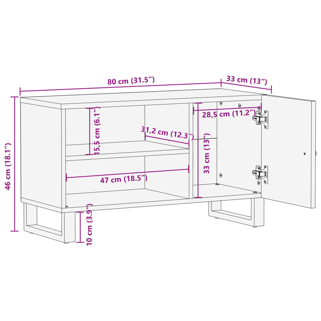 vidaXL Szafka RTV, 80x33x46 cm, drewno i materiał drewnopochodny