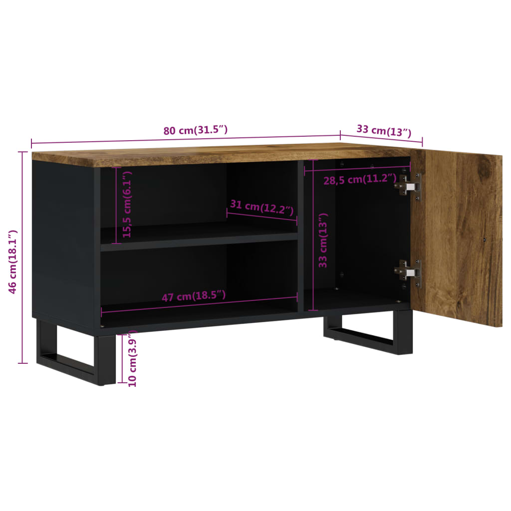 vidaXL Szafka RTV, 80x33x46 cm, mango i materiał drewnopochodny