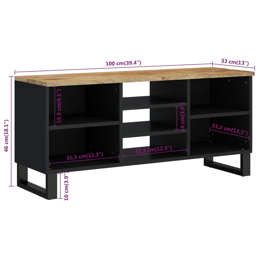 vidaXL Szafka RTV, 100x33x46 cm, mango i materiał drewnopochodny
