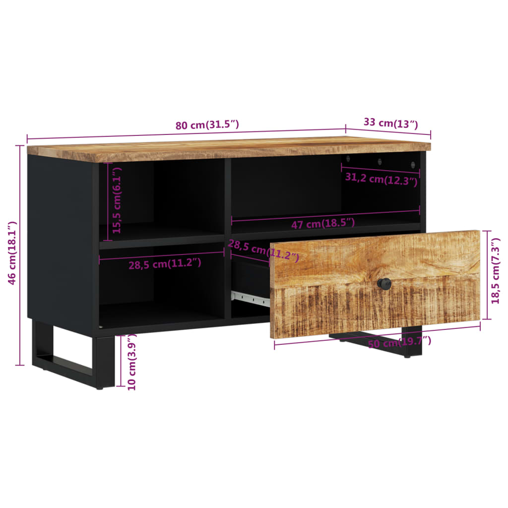 vidaXL Szafka RTV, 80x33x46 cm, mango i materiał drewnopochodny