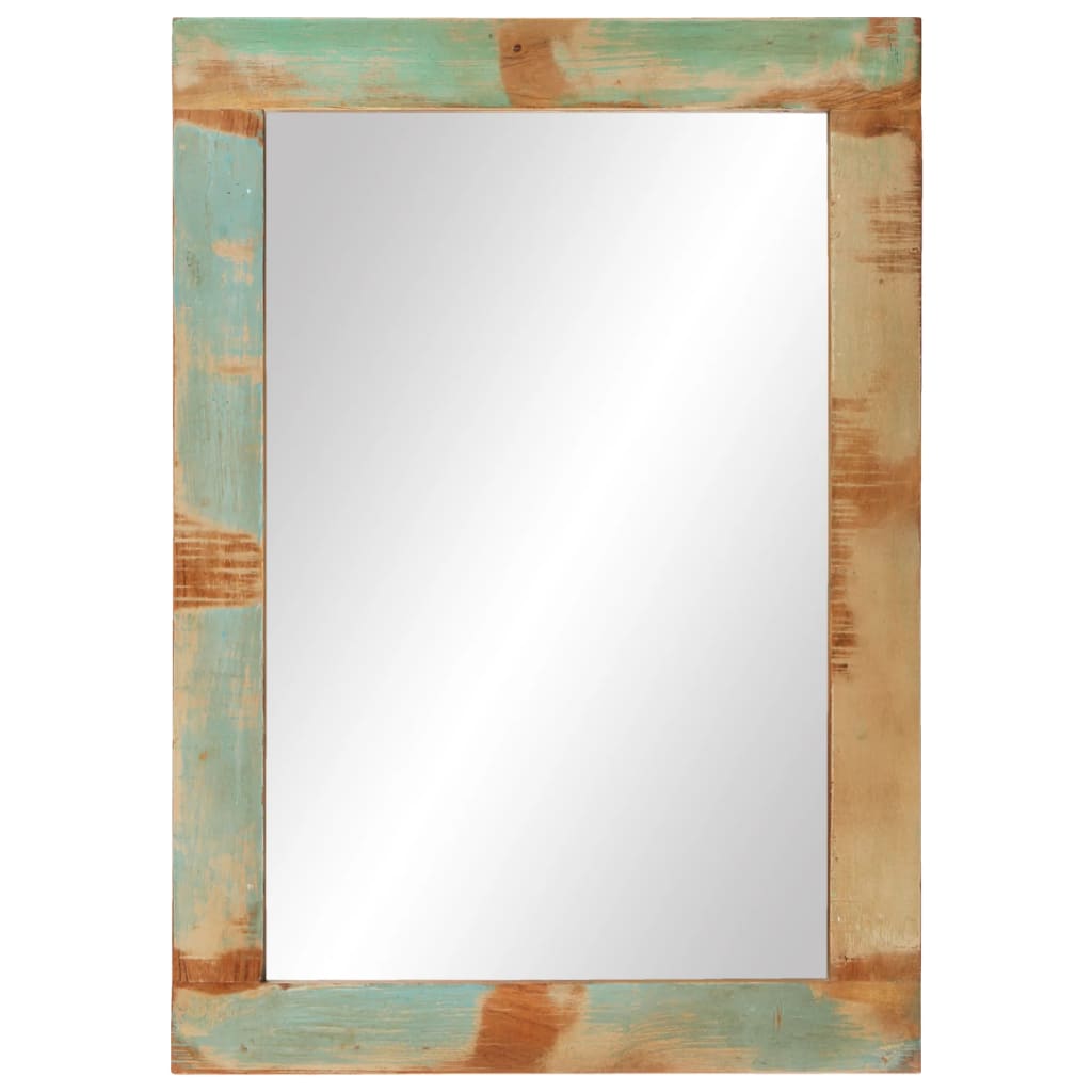 vidaXL Lustro, 70x50 cm, lite drewno z odzysku i szkło