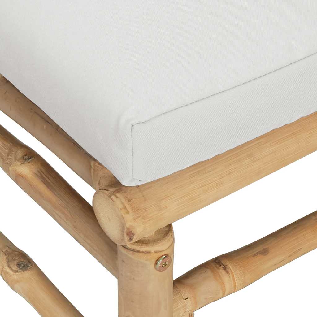 vidaXL Środkowa sofa ogrodowa z jasnoszarymi poduszkami, bambusowa