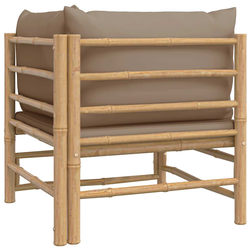 vidaXL Narożna sofa ogrodowa z poduszkami w kolorze taupe, bambusowa