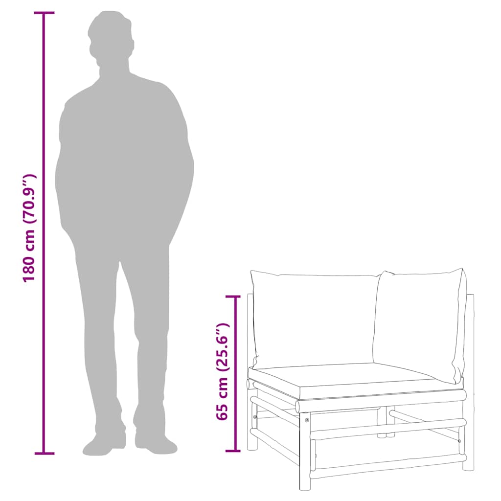vidaXL Narożna sofa ogrodowa z poduszkami w kolorze taupe, bambusowa