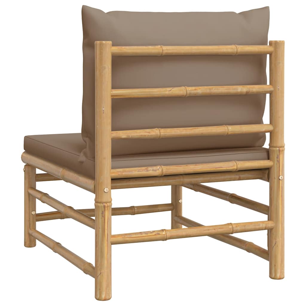 vidaXL Środkowa sofa ogrodowa z poduszkami w kolorze taupe, bambusowa